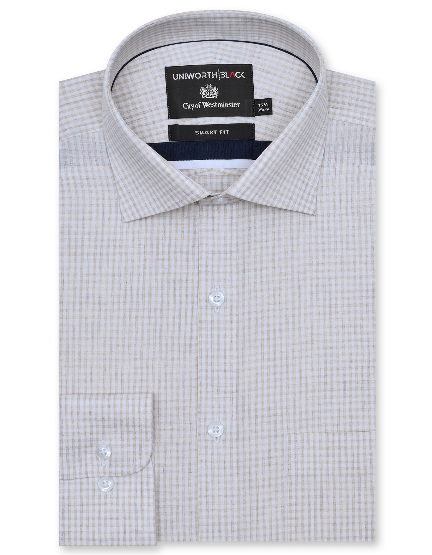 Check Beige Tailored Smart Fit Shirt FS2921SF-14.5