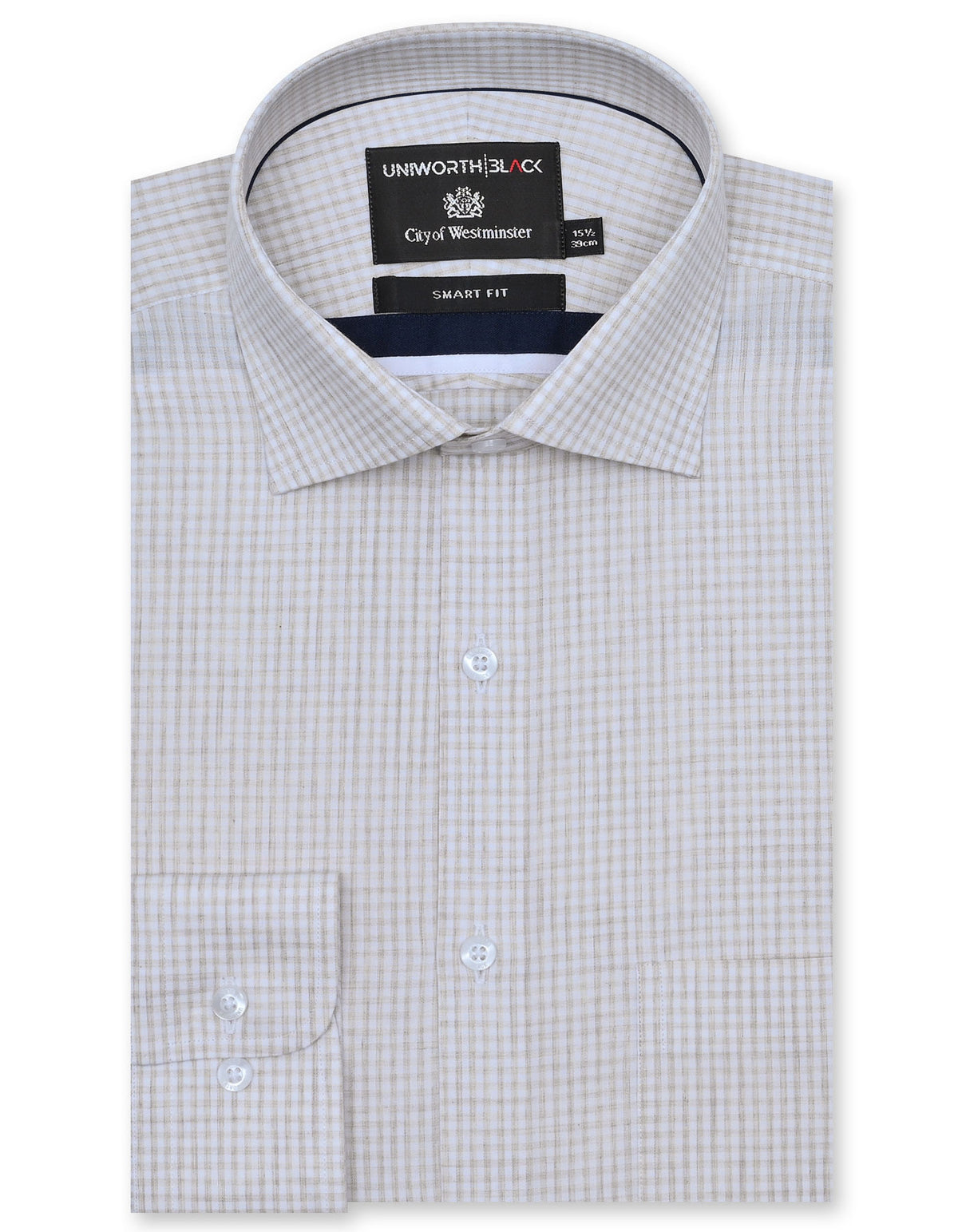 Check Beige Tailored Smart Fit Shirt FS2921SF-14.5