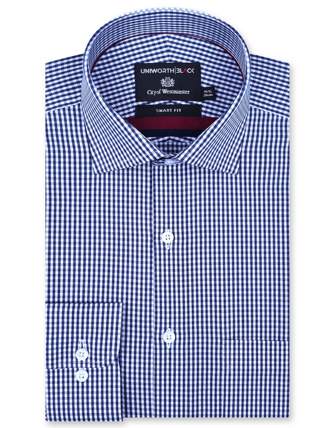 Check Navy Tailored Smart Fit Shirt FS2923SF-14.5