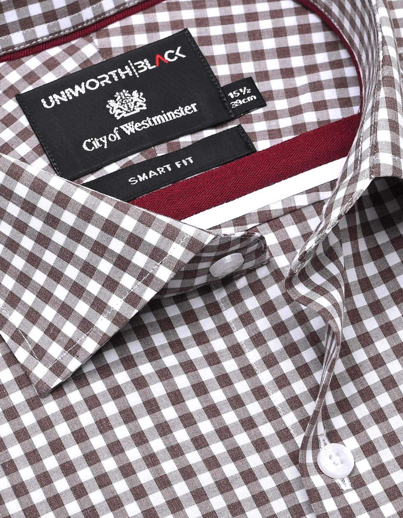 Check Brown Tailored Smart Fit Shirt FS2925SF-15