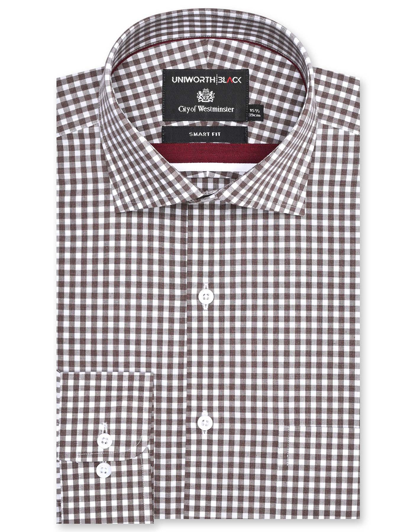 Check Brown Tailored Smart Fit Shirt FS2925SF-14.5