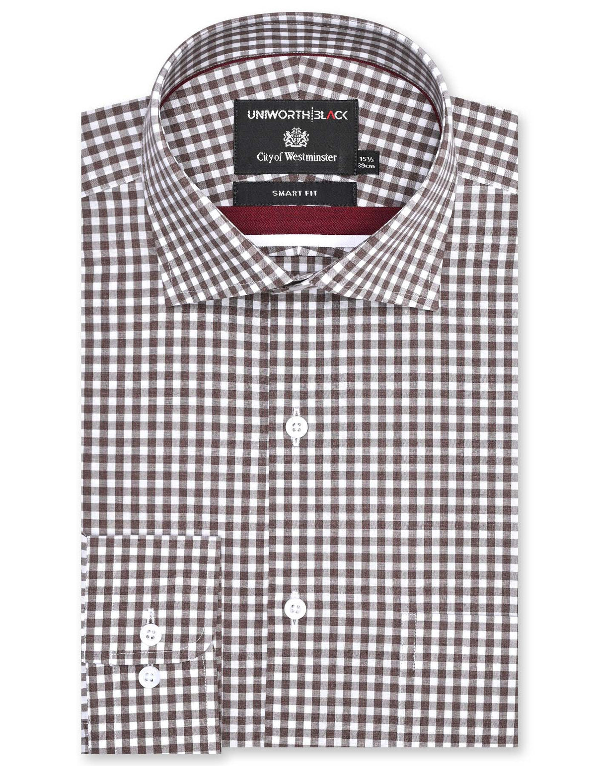 Check Brown Tailored Smart Fit Shirt FS2925SF-14.5