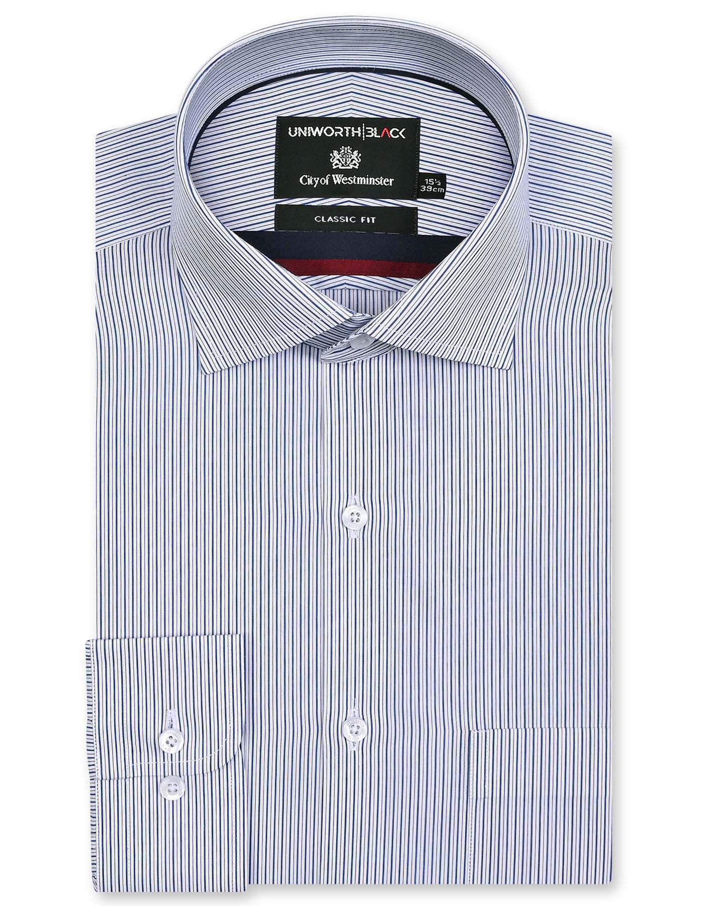 Stripe Royal Blue Classic Fit Shirt FS2927-1RF-14.5