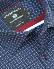 Check Navy Tailored Smart Fit Shirt FS2933SF-15