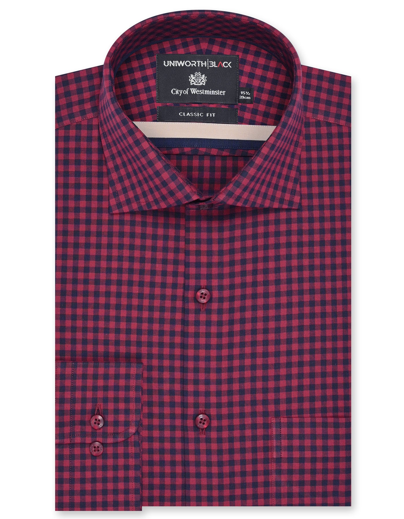 Check Maroon Classic Fit Shirt FS2935RF-14.5