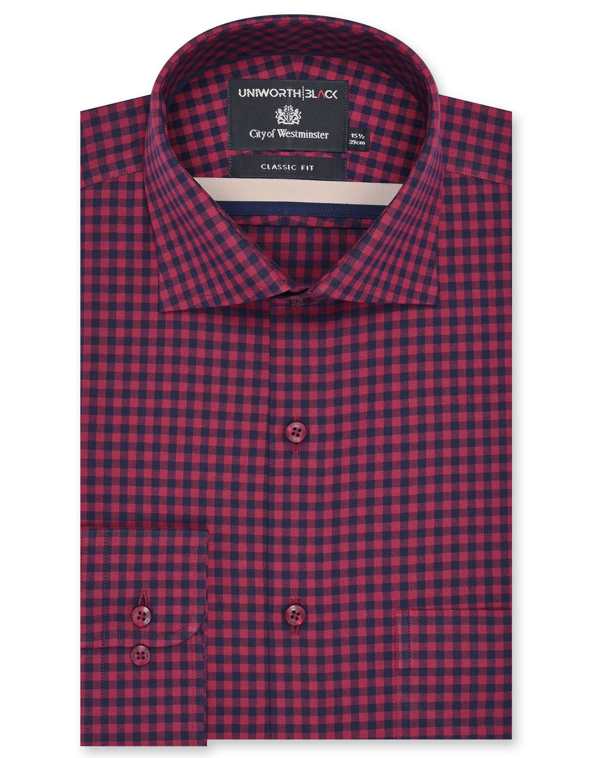 Check Maroon Classic Fit Shirt FS2935RF-14.5