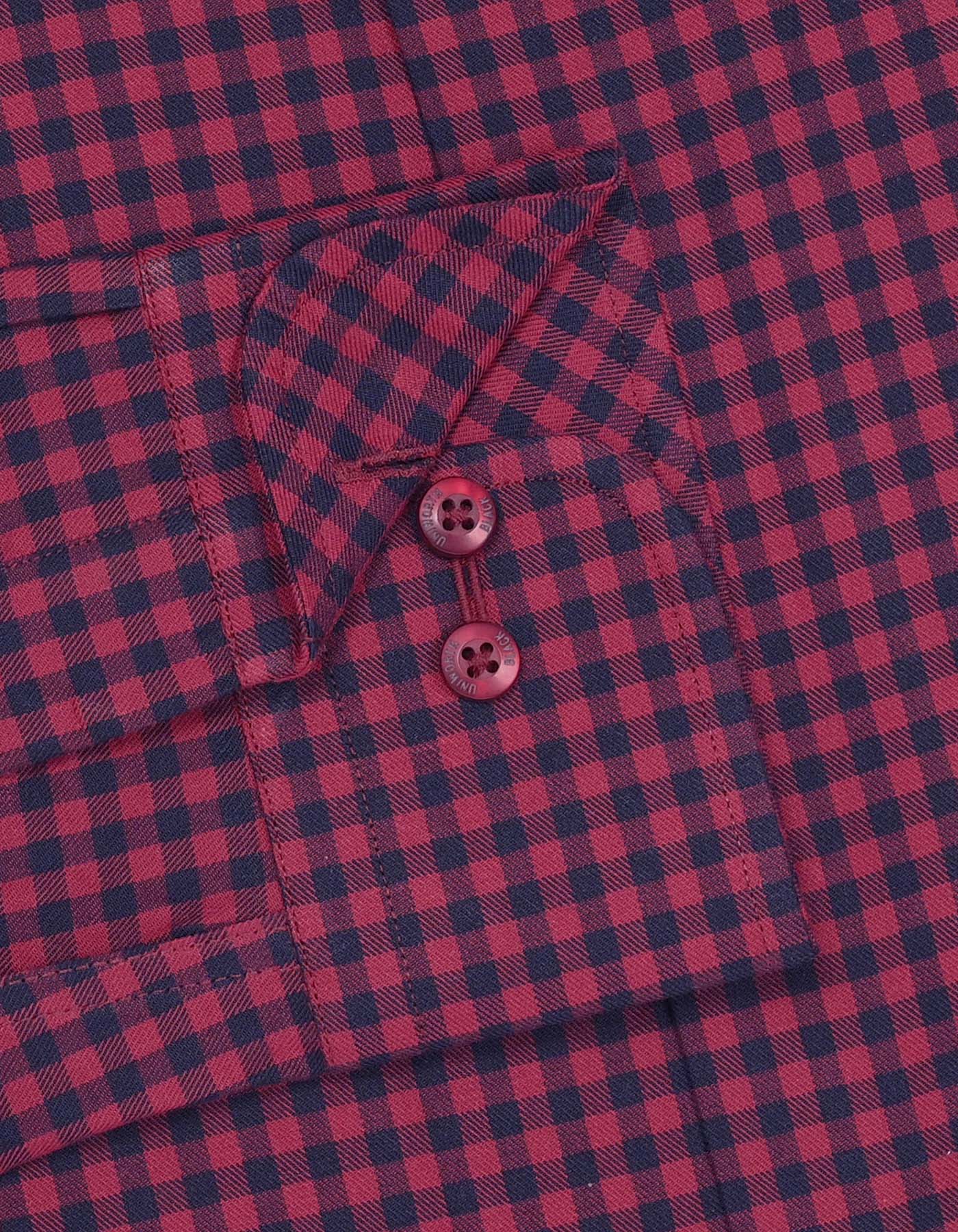 Check Maroon Tailored Smart Fit Shirt FS2935SF-15.5