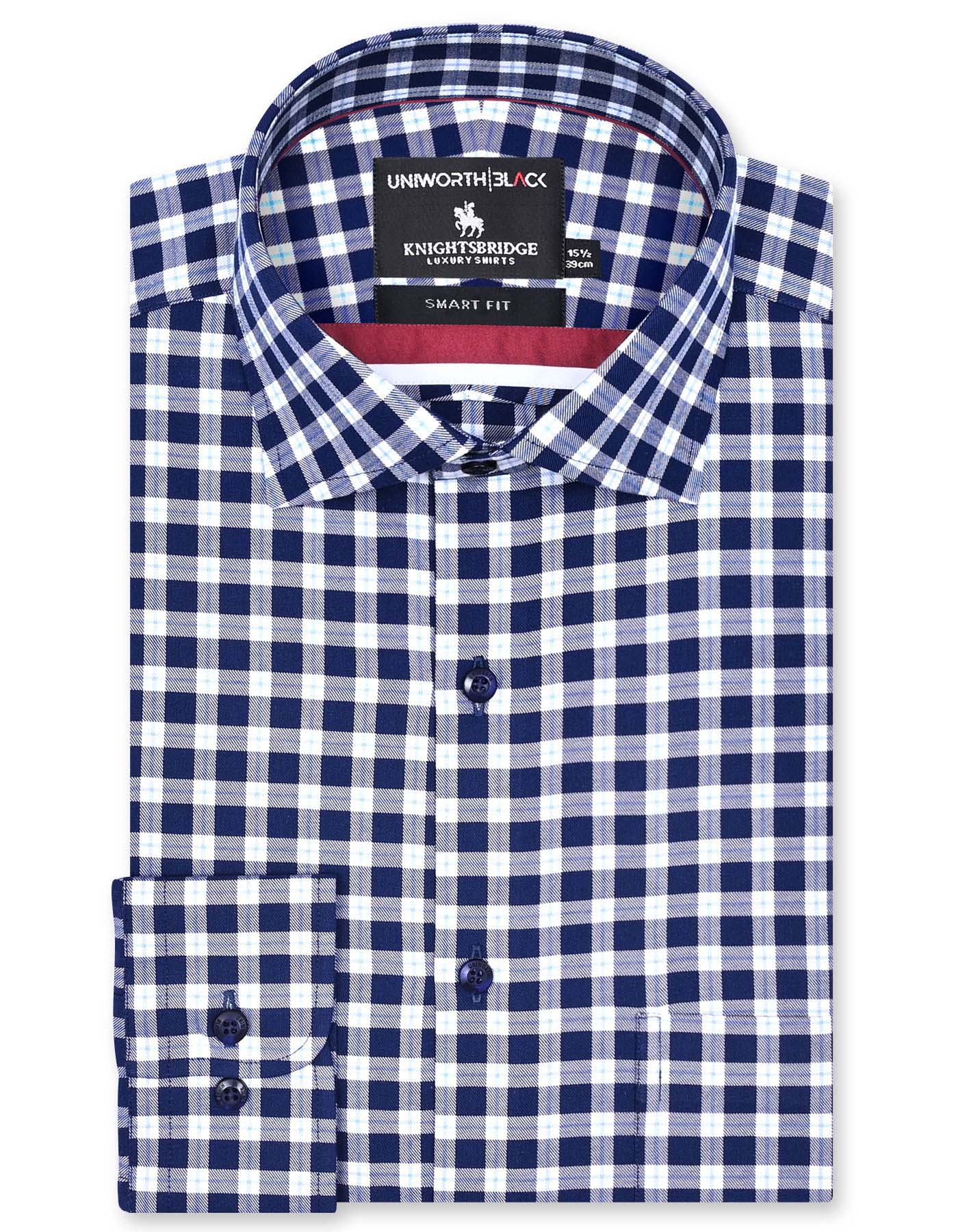 Check Navy Tailored Smart Fit Shirt FS2937-1SF-14.5