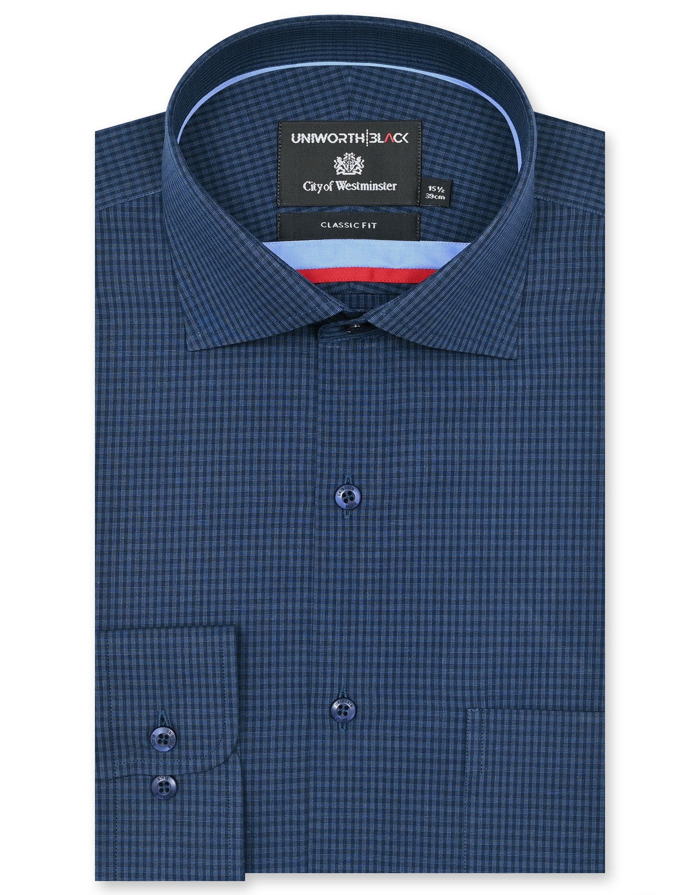 Check Navy Classic Fit Shirt FS2940RF-14.5