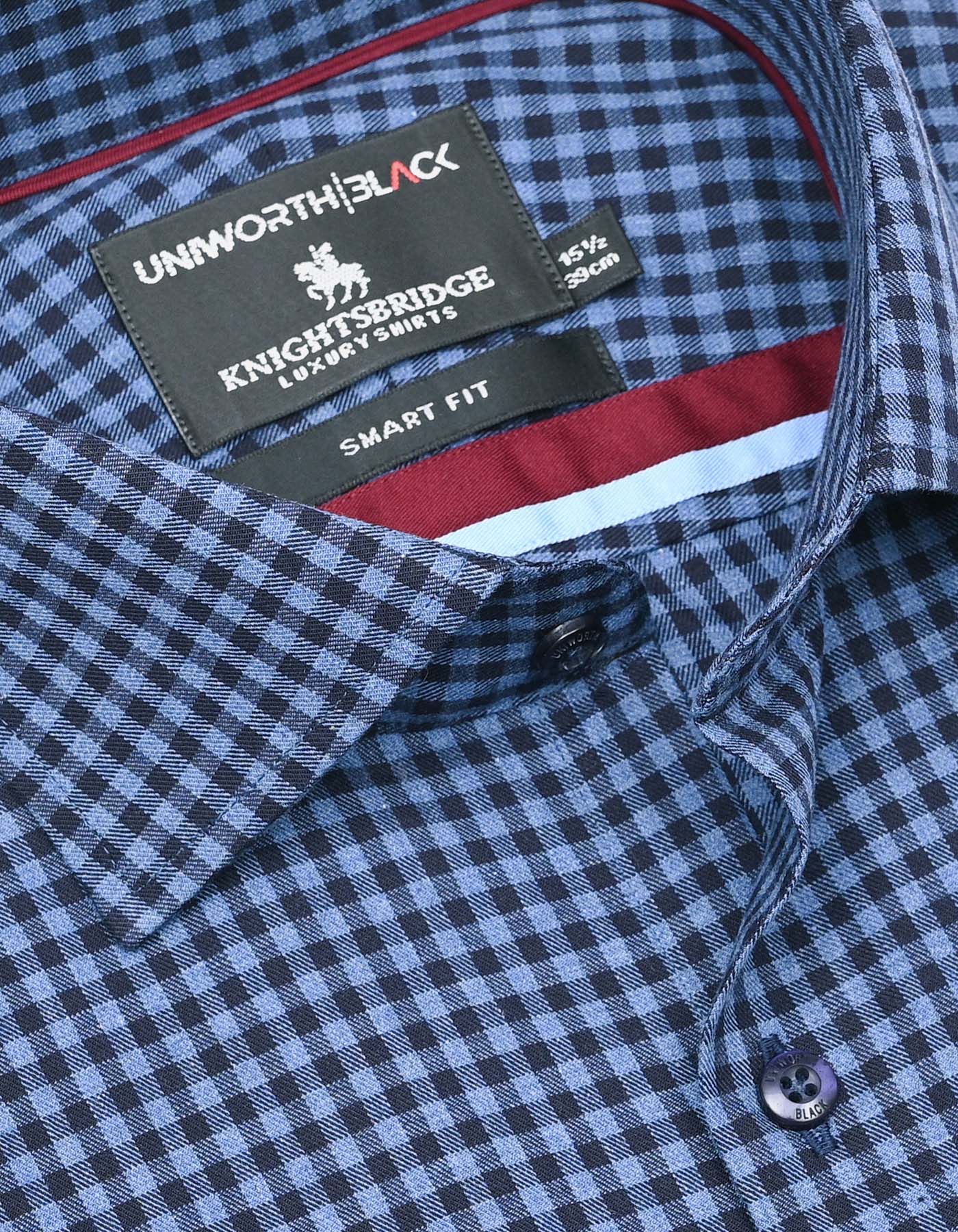 Check Navy Tailored Smart Fit Shirt FS2948SF-15