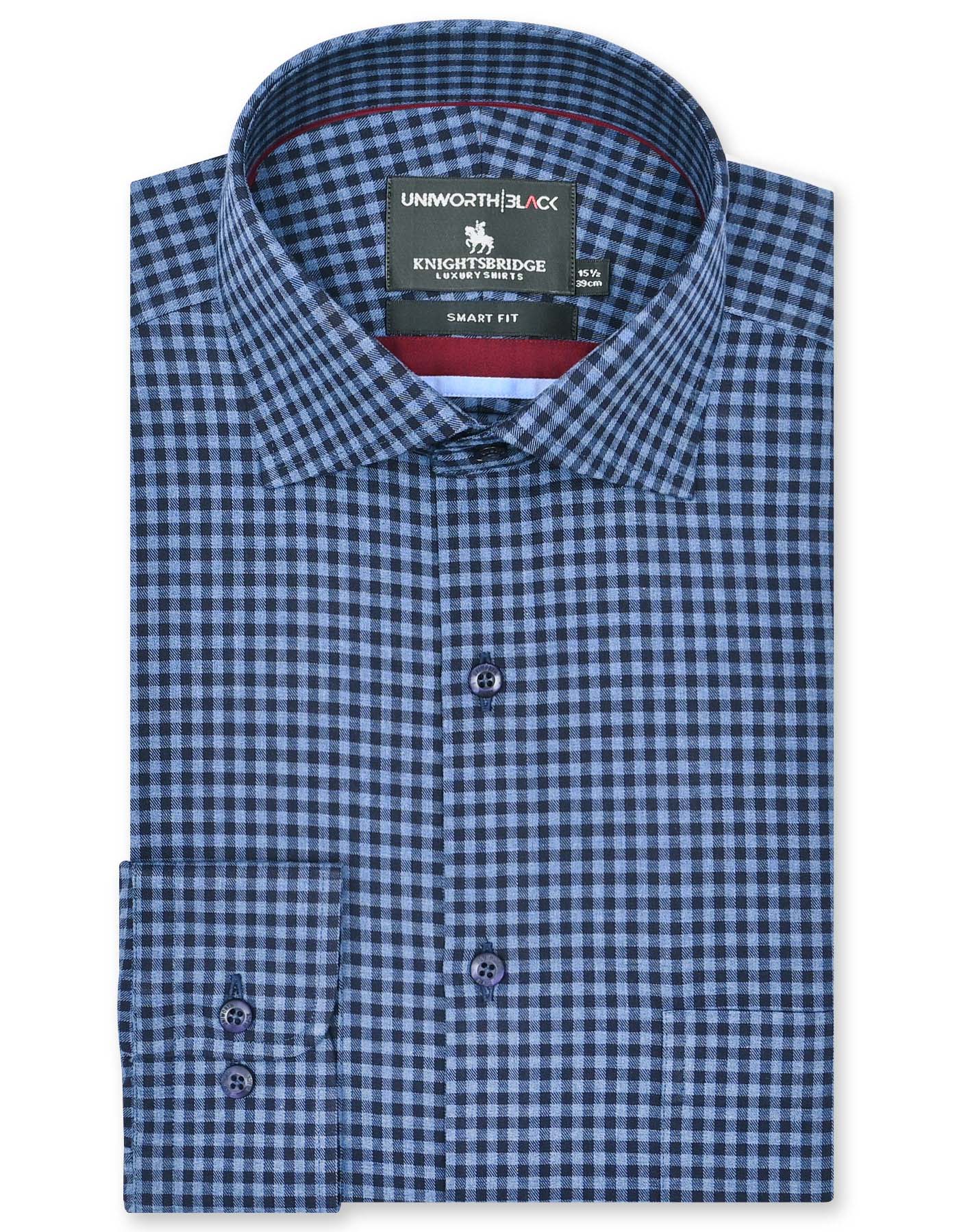 Check Navy Tailored Smart Fit Shirt FS2948SF-14.5