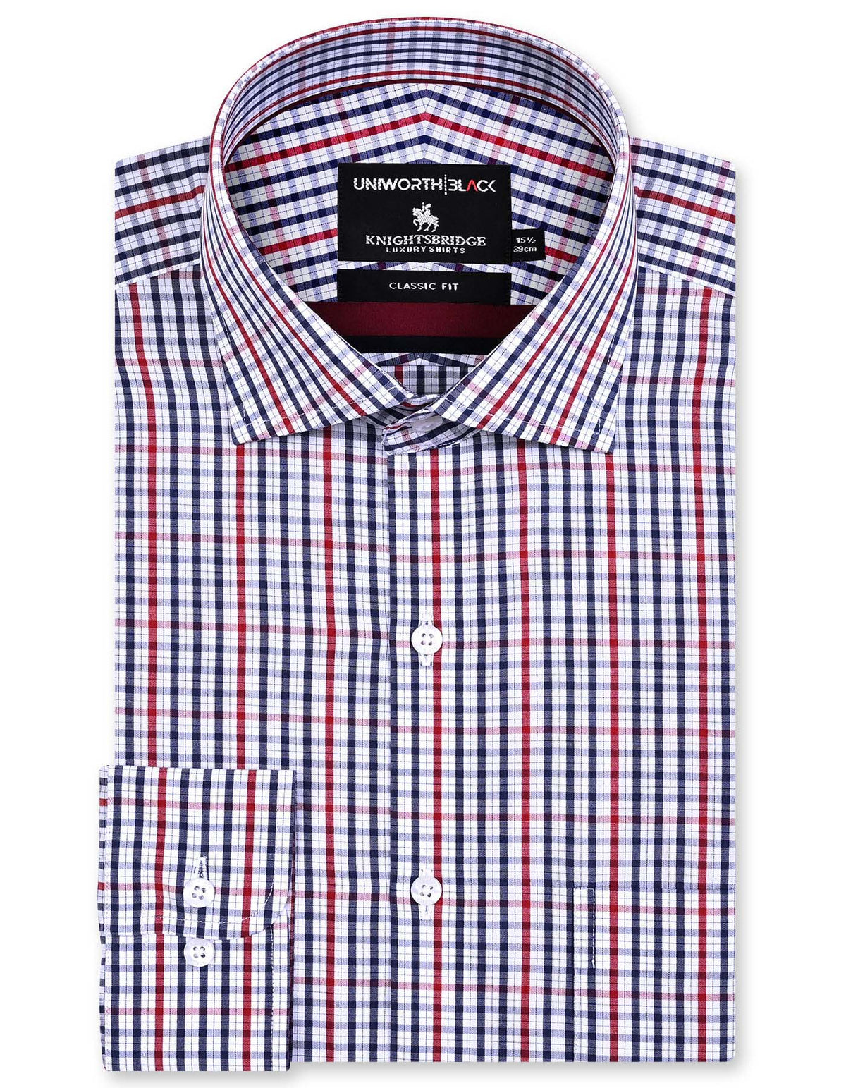 Check Maroon Classic Fit Shirt FS2973RF-14.5