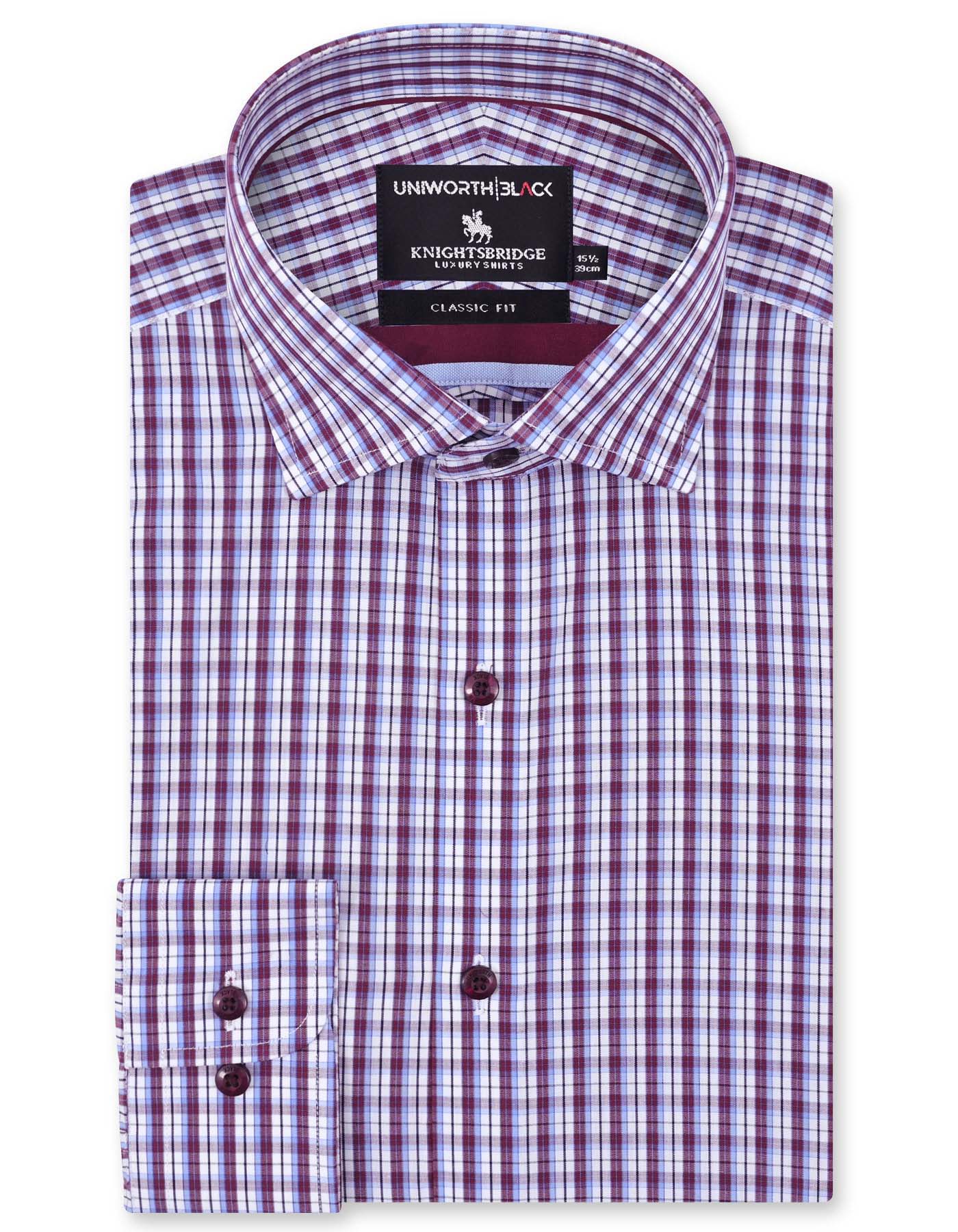 Check Maroon Classic Fit Shirt FS2975RF-14.5