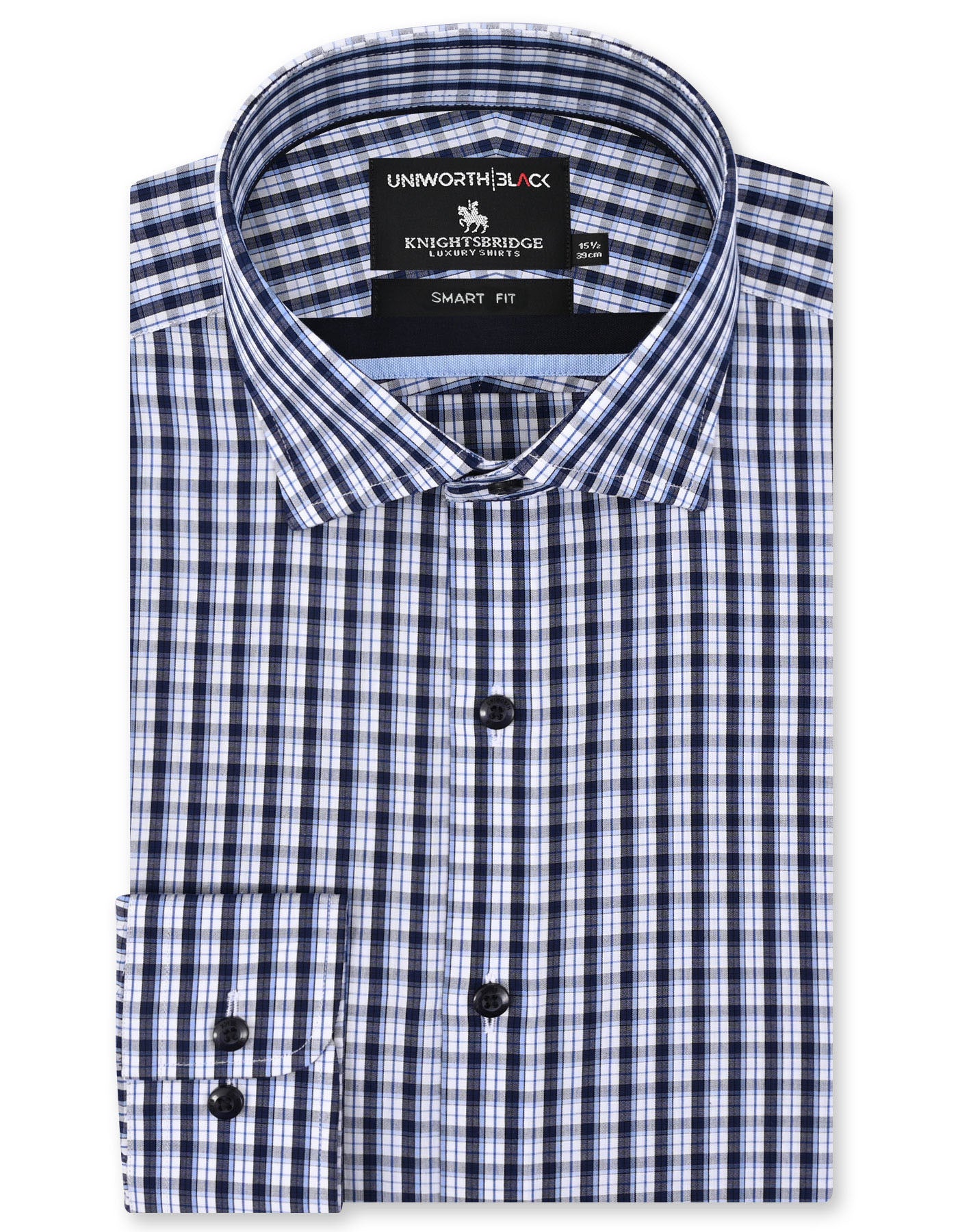 Check Navy Tailored Smart Fit Shirt FS2976SF-14.5