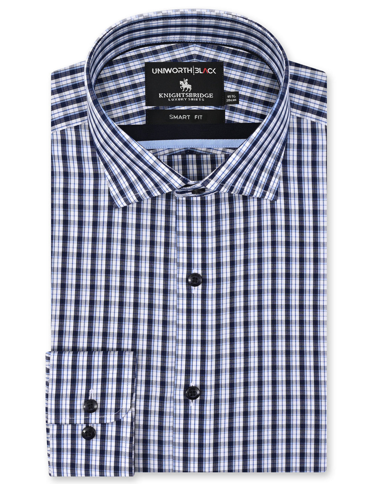 Check Navy Tailored Smart Fit Shirt FS2976SF-14.5