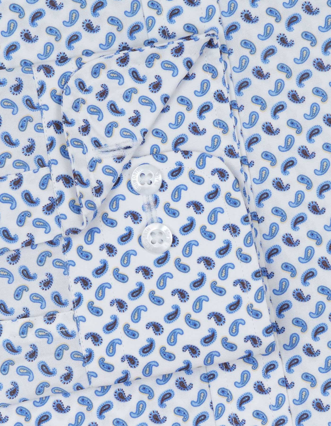 Printed White/Sky Classic Fit Shirt FS646RF-15.5