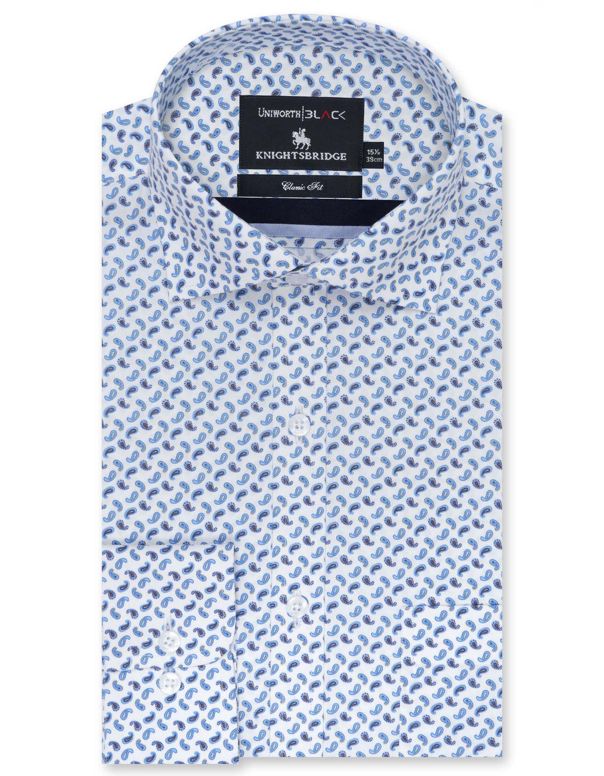 Printed White/Sky Classic Fit Shirt FS646RF-14.5