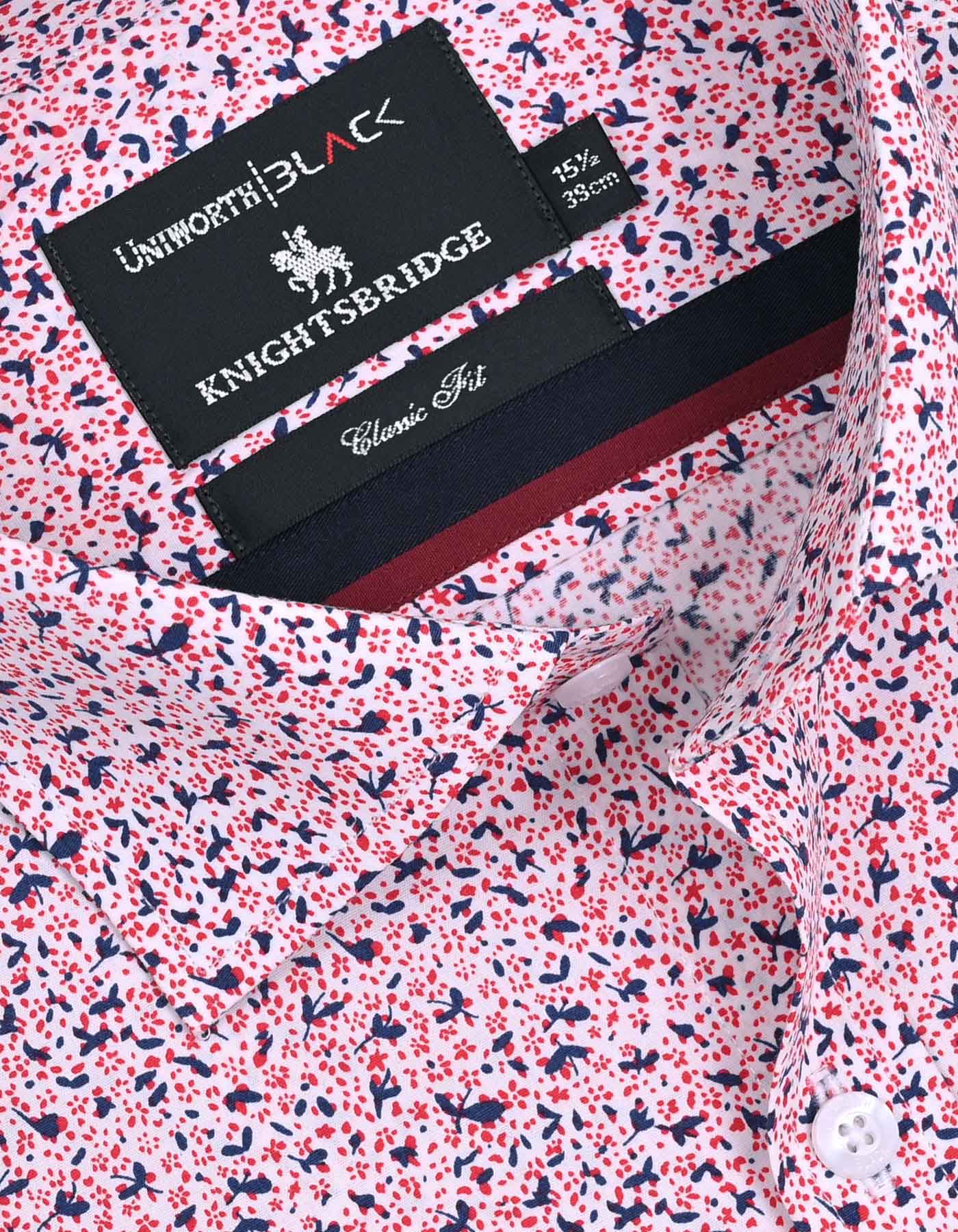Printed White/Red Classic Fit Shirt FS648RF-15