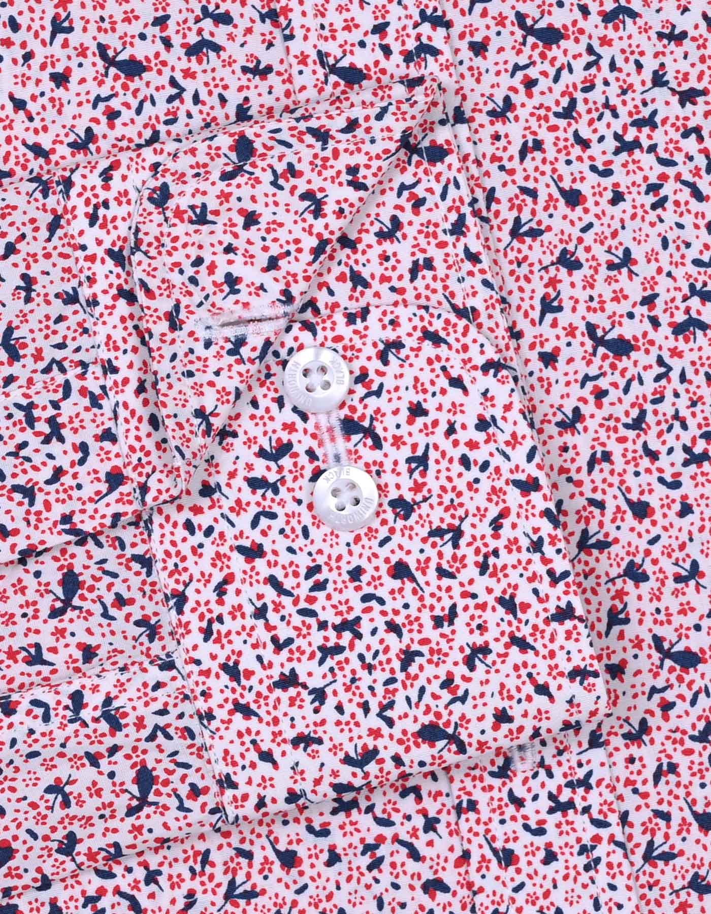 Printed White/Red Tailored Smart Fit Shirt FS648SF-15.5