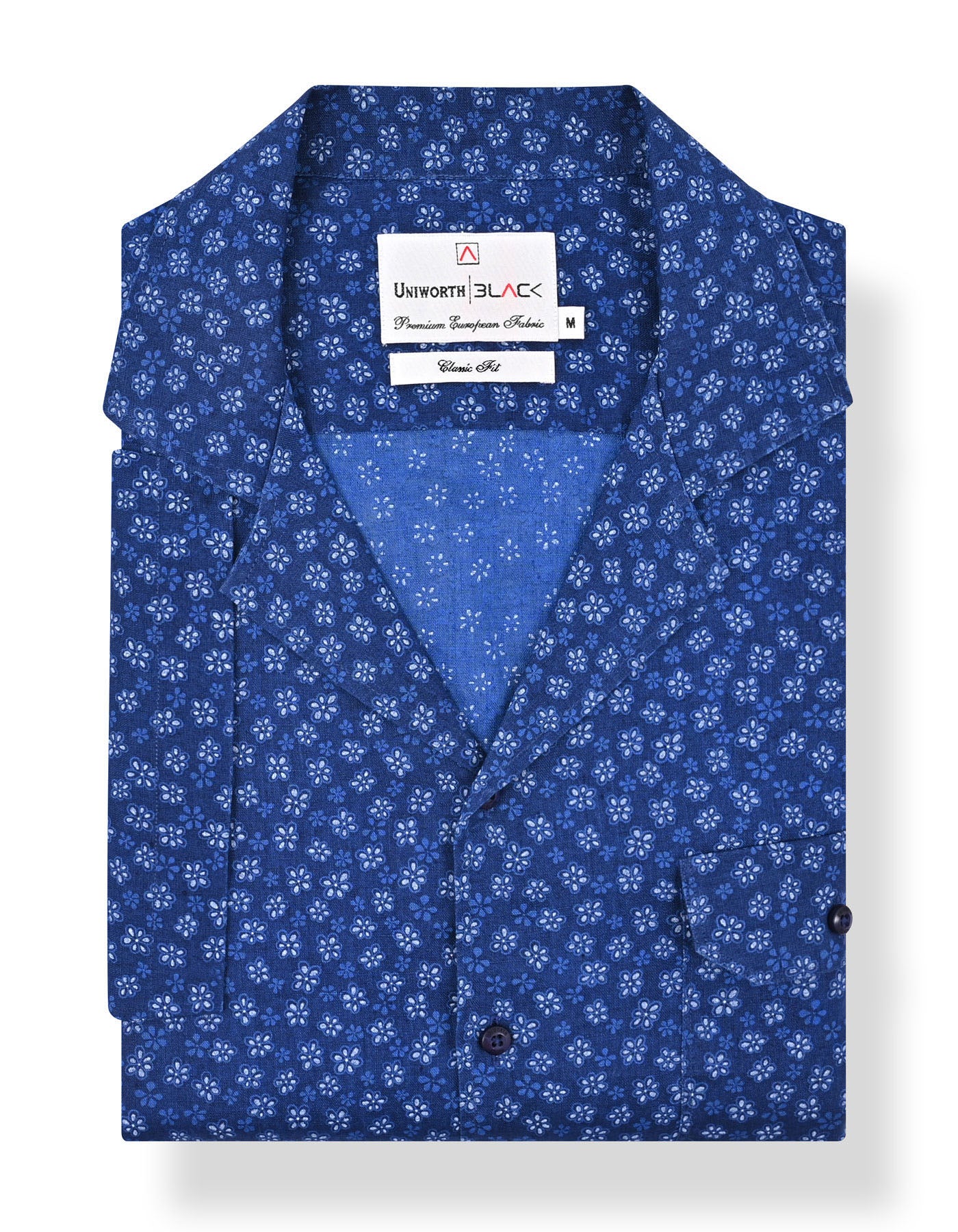 Printed Blue Classic Fit Shirt FS753-1RH-M