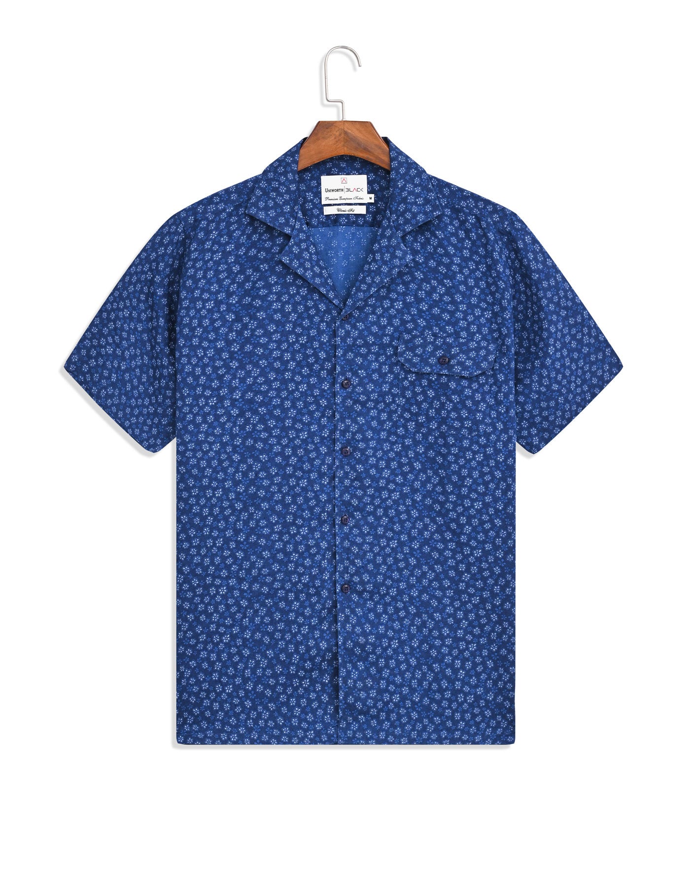 Printed Blue Classic Fit Shirt FS753-1RH-S