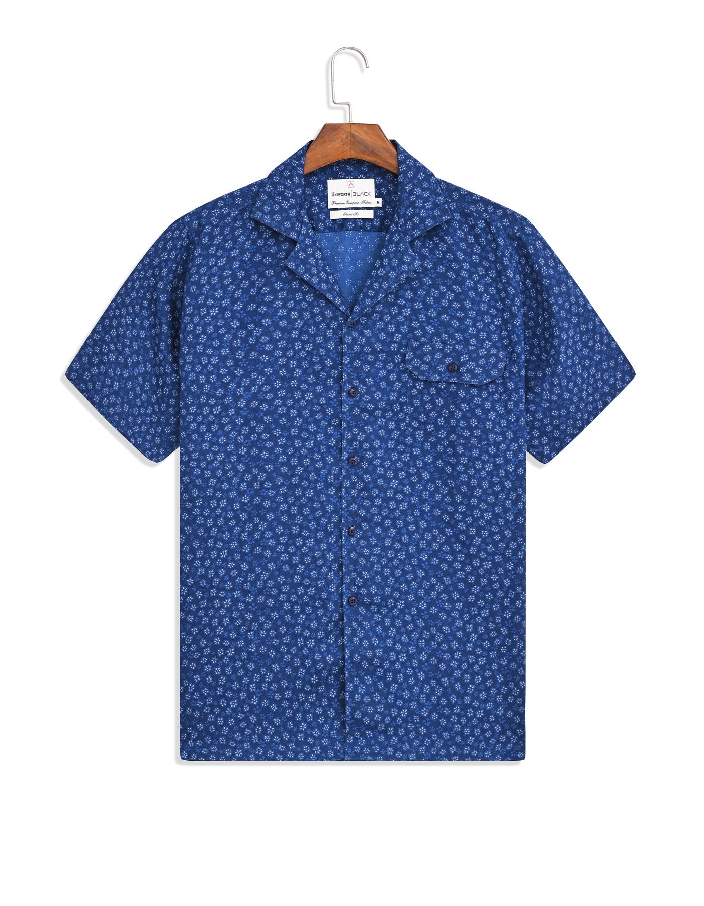 Printed Blue Tailored Smart Fit Shirt FS753-1SH-S
