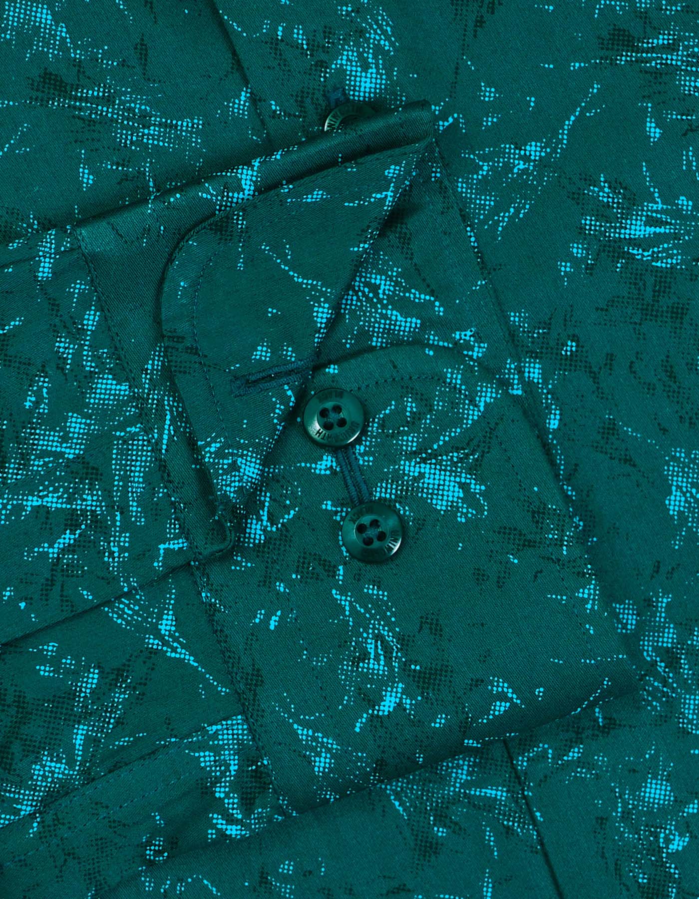 Printed Green Tailored Smart Fit Shirt FS755-1SF-15.5