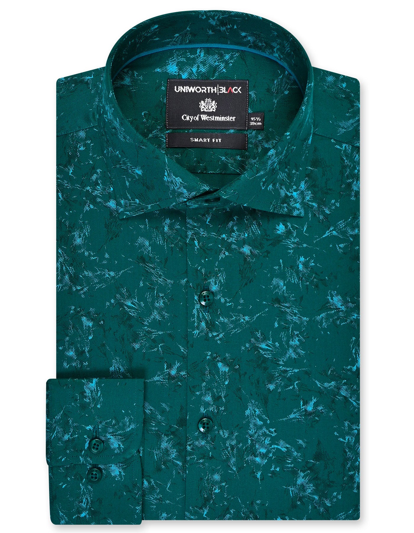 Printed Green Tailored Smart Fit Shirt FS755-1SF-14.5