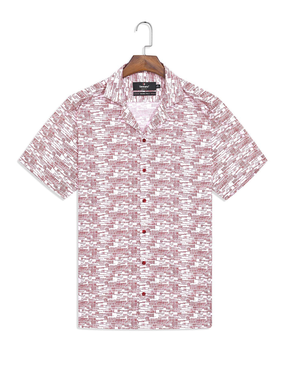 Printed Red Classic Fit Shirt FS759-1RH-15