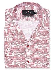 Printed Red Tailored Smart Fit Shirt FS759-1SH-14.5