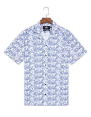 Printed Navy Tailored Smart Fit Shirt FS760-1SH-15