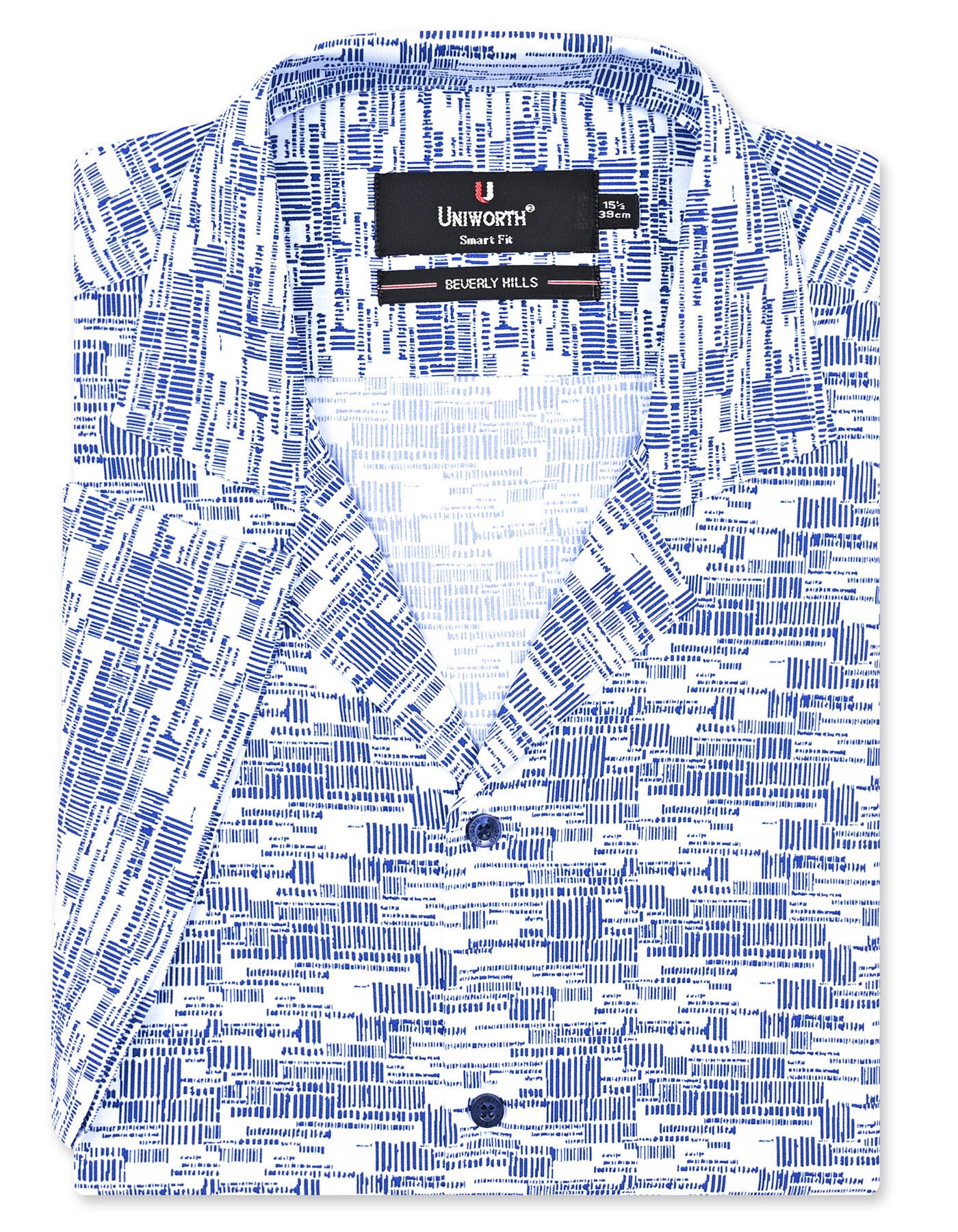Printed Navy Tailored Smart Fit Shirt FS760-1SH-14.5