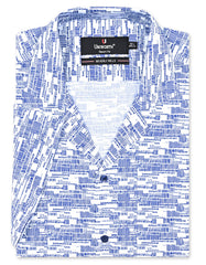 Printed Navy Tailored Smart Fit Shirt FS760-1SH-14.5