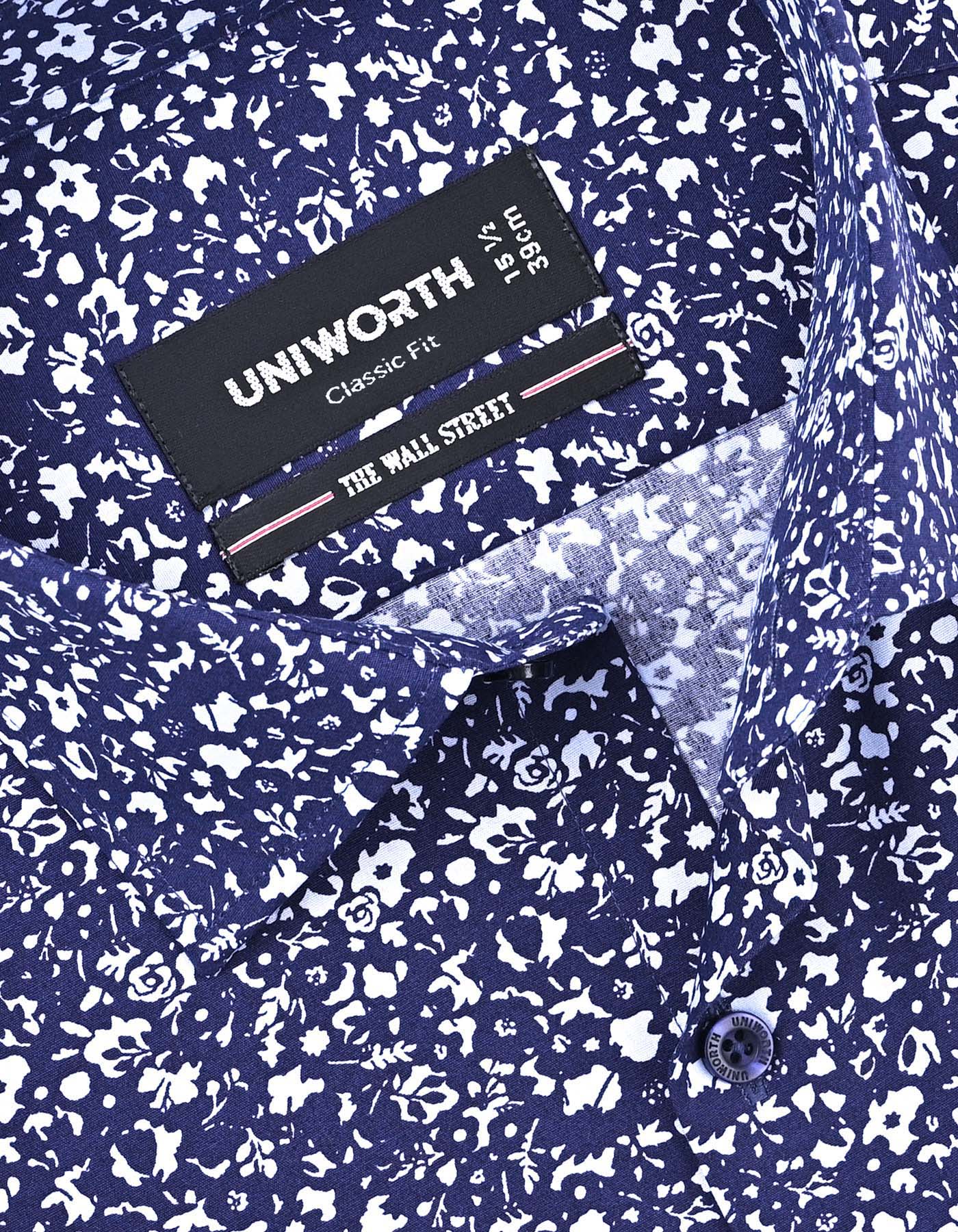 Printed Navy Classic Fit Shirt FS801RF-15