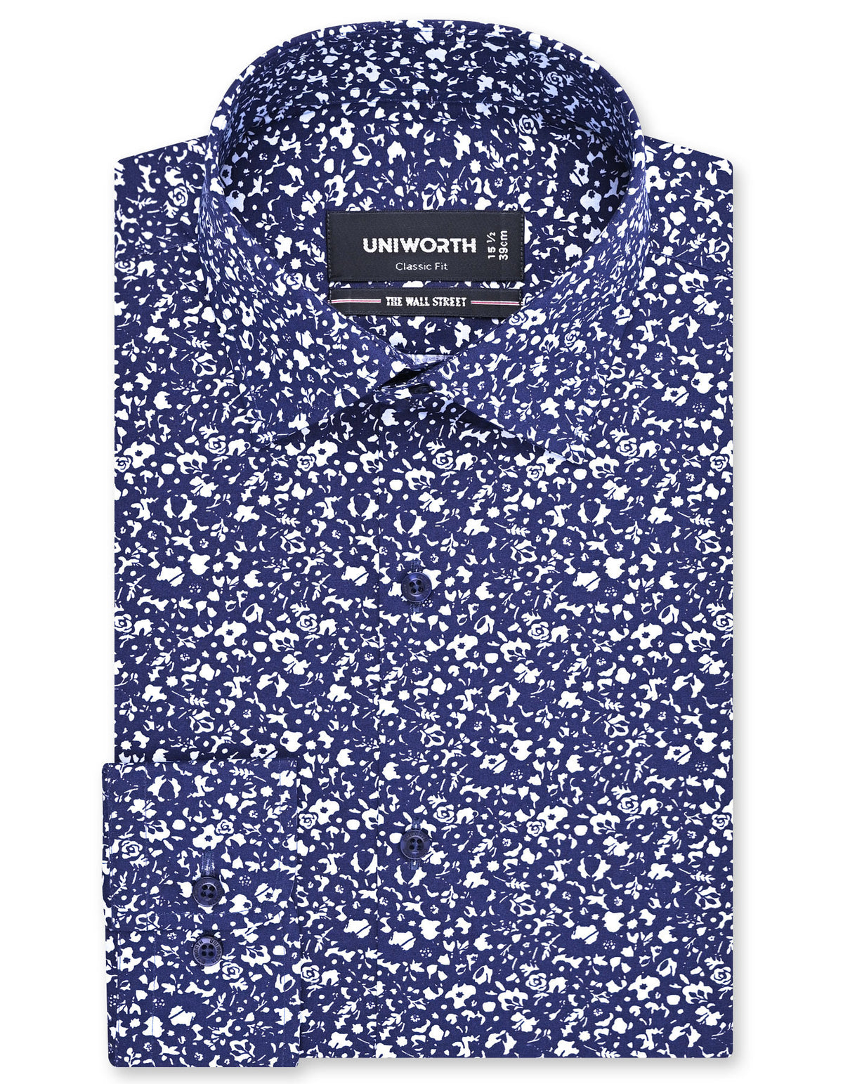 Printed Navy Classic Fit Shirt FS801RF-14.5