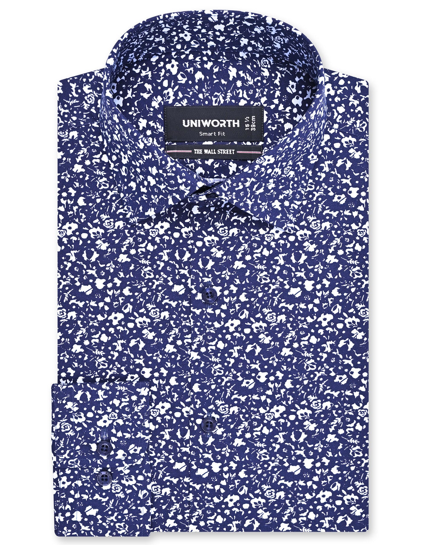 Printed Navy Tailored Smart Fit Shirt FS801SF-14.5