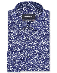 Printed Navy Tailored Smart Fit Shirt FS801SF-14.5