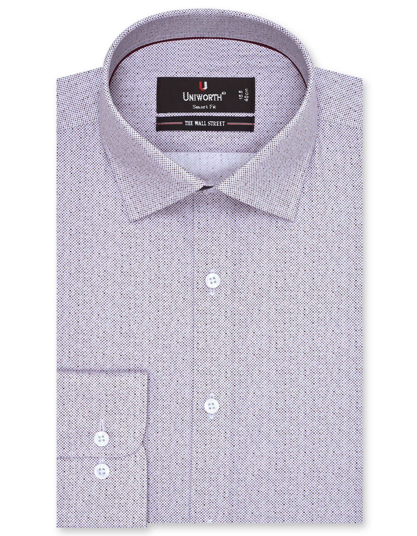 Printed Brown Tailored Smart Fit Shirt FS805-2SF-14.5