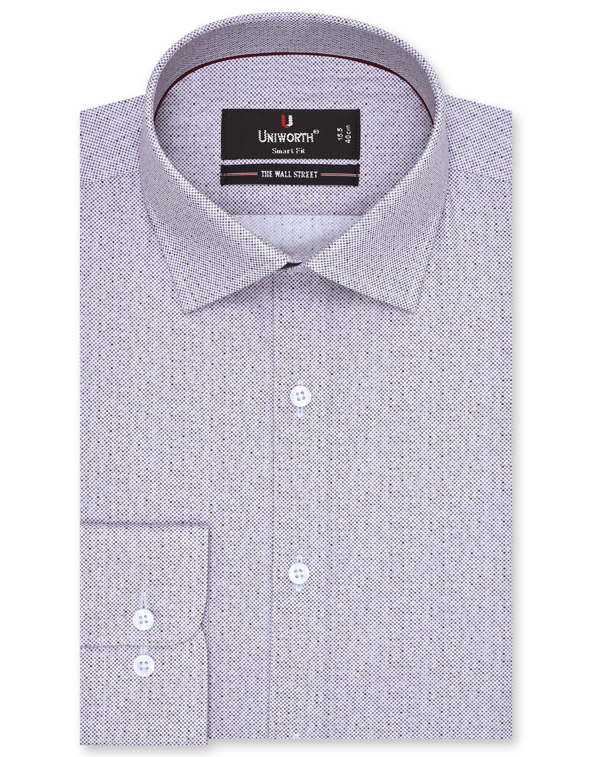 Printed Brown Tailored Smart Fit Shirt FS805-2SF-14.5