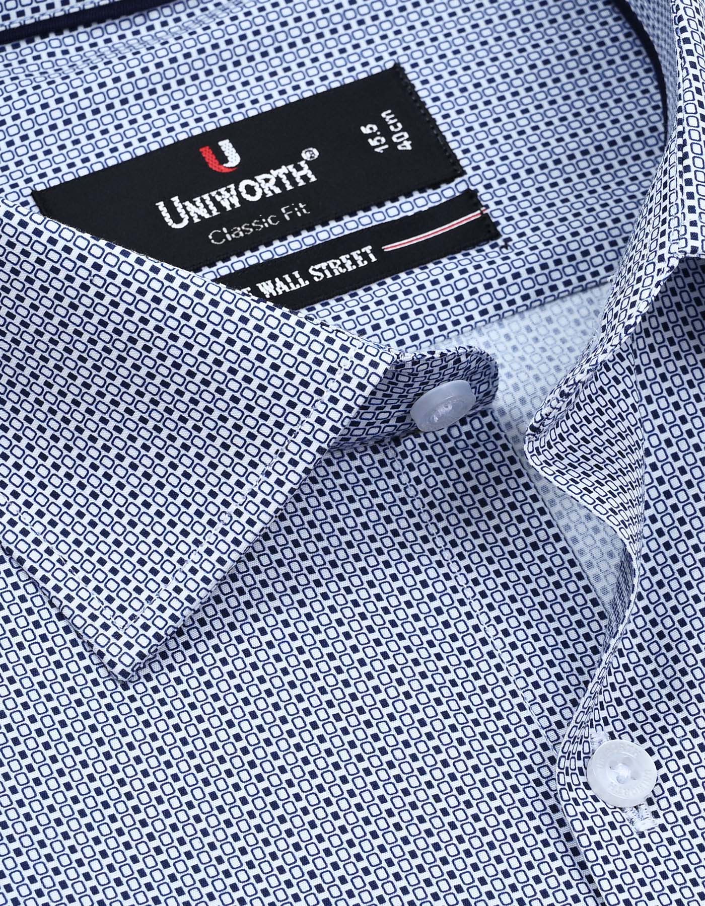 Printed Navy Classic Fit Shirt FS806-1RF-15