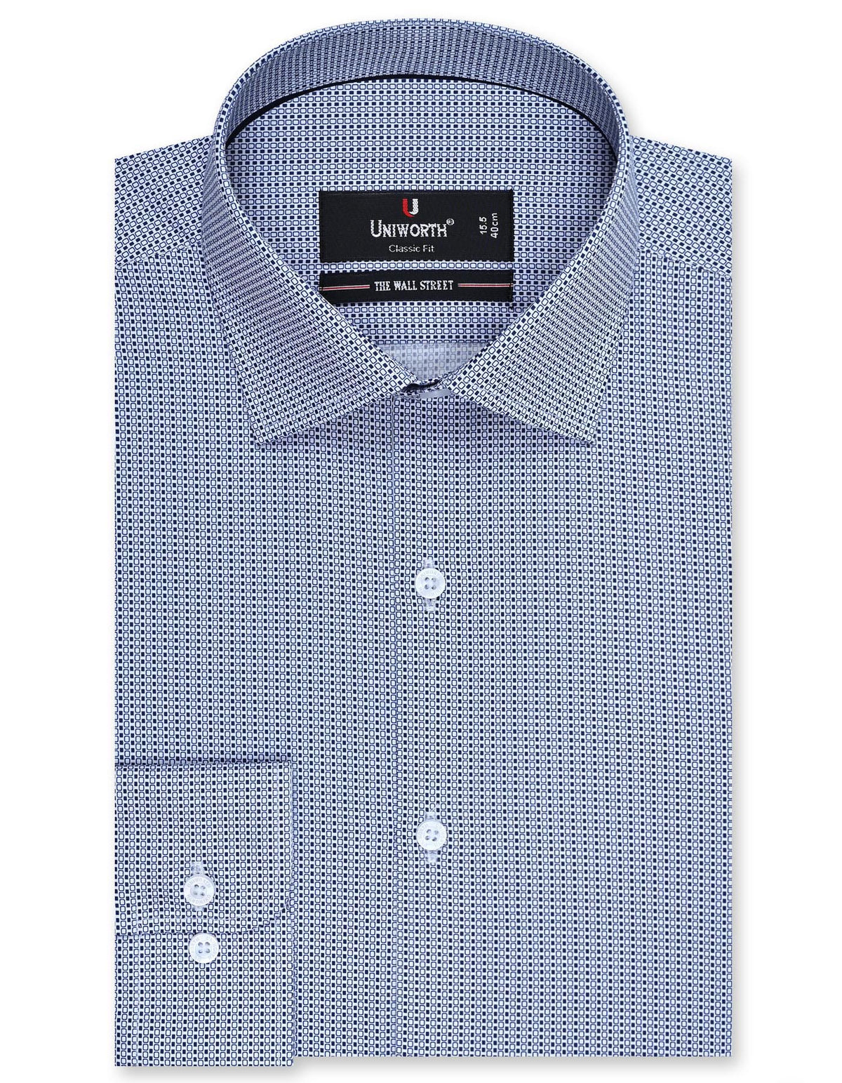 Printed Navy Classic Fit Shirt FS806-1RF-14.5