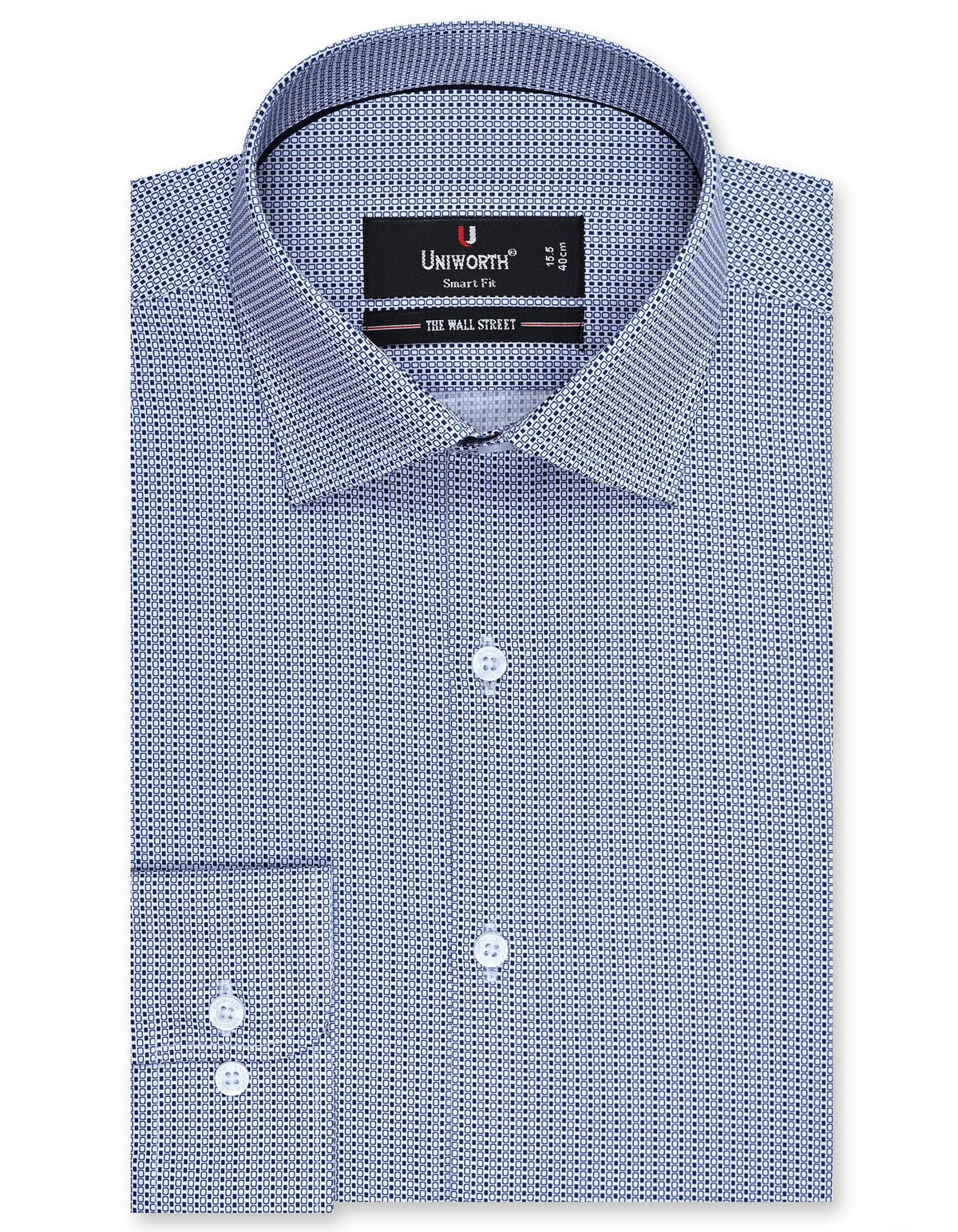 Printed Navy Tailored Smart Fit Shirt FS806-1SF-14.5