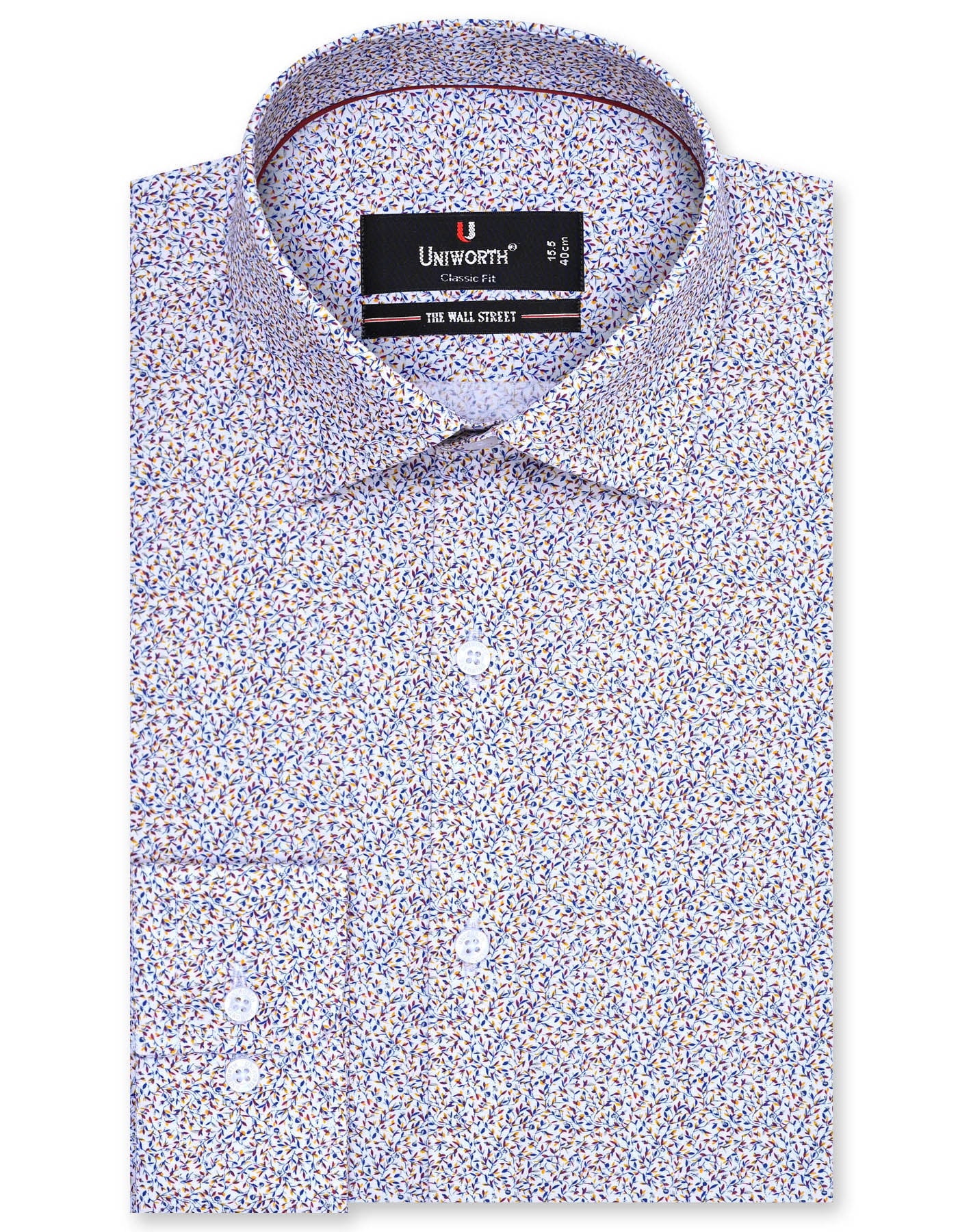Printed Royal Blue Classic Fit Shirt FS807RF-14.5