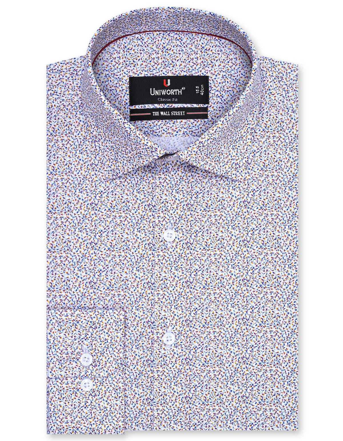 Printed Royal Blue Classic Fit Shirt FS807RF-14.5