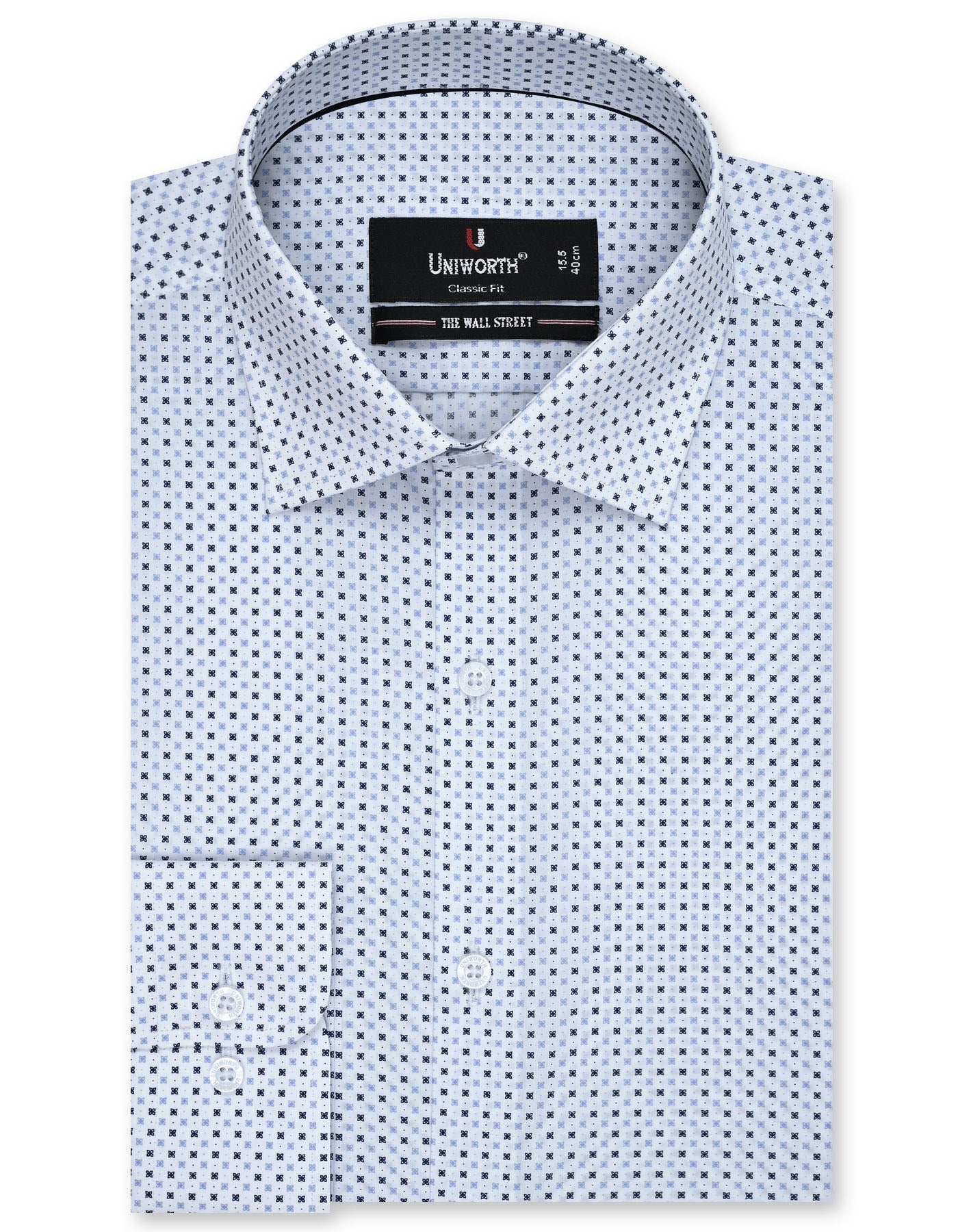 Printed Navy Classic Fit Shirt FS809RF-14.5