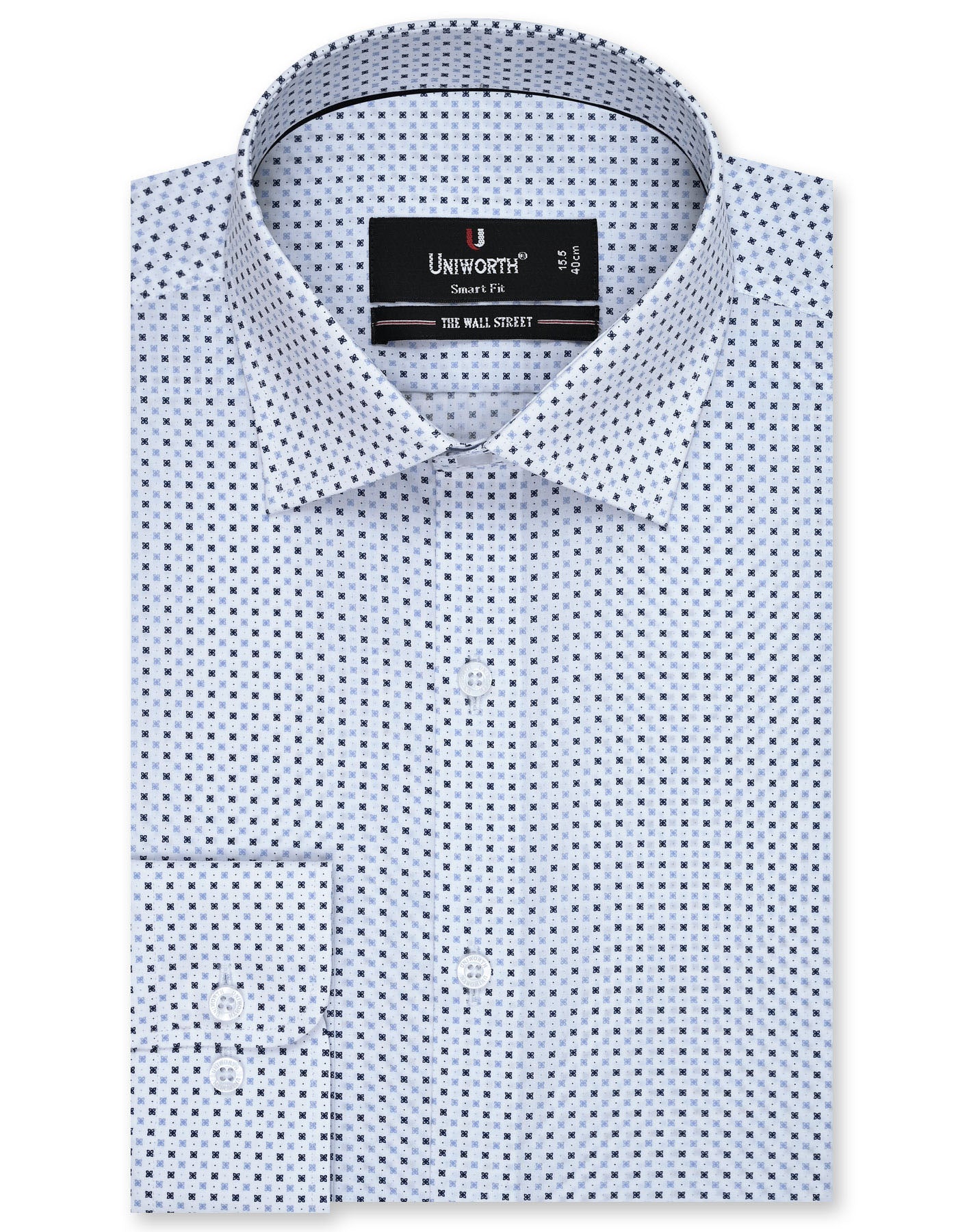 Printed Navy Tailored Smart Fit Shirt FS809SF-14.5