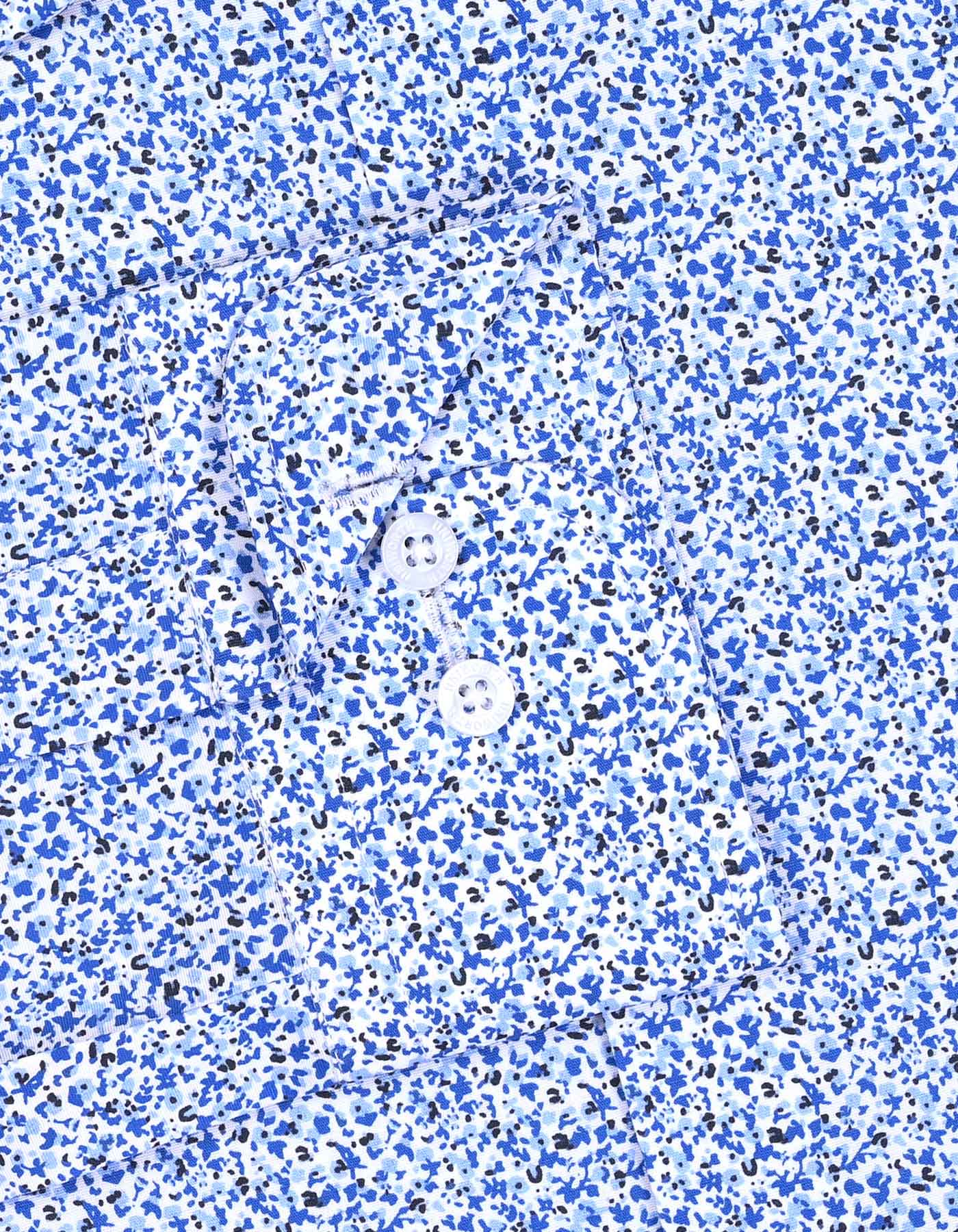 Printed Royal Blue Tailored Smart Fit Shirt FS817SF-15.5