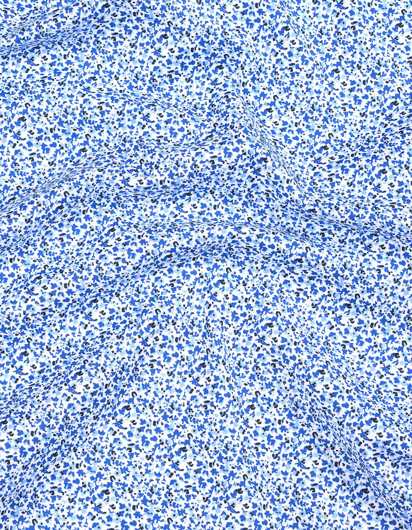 Printed Royal Blue Tailored Smart Fit Shirt FS817SF-16
