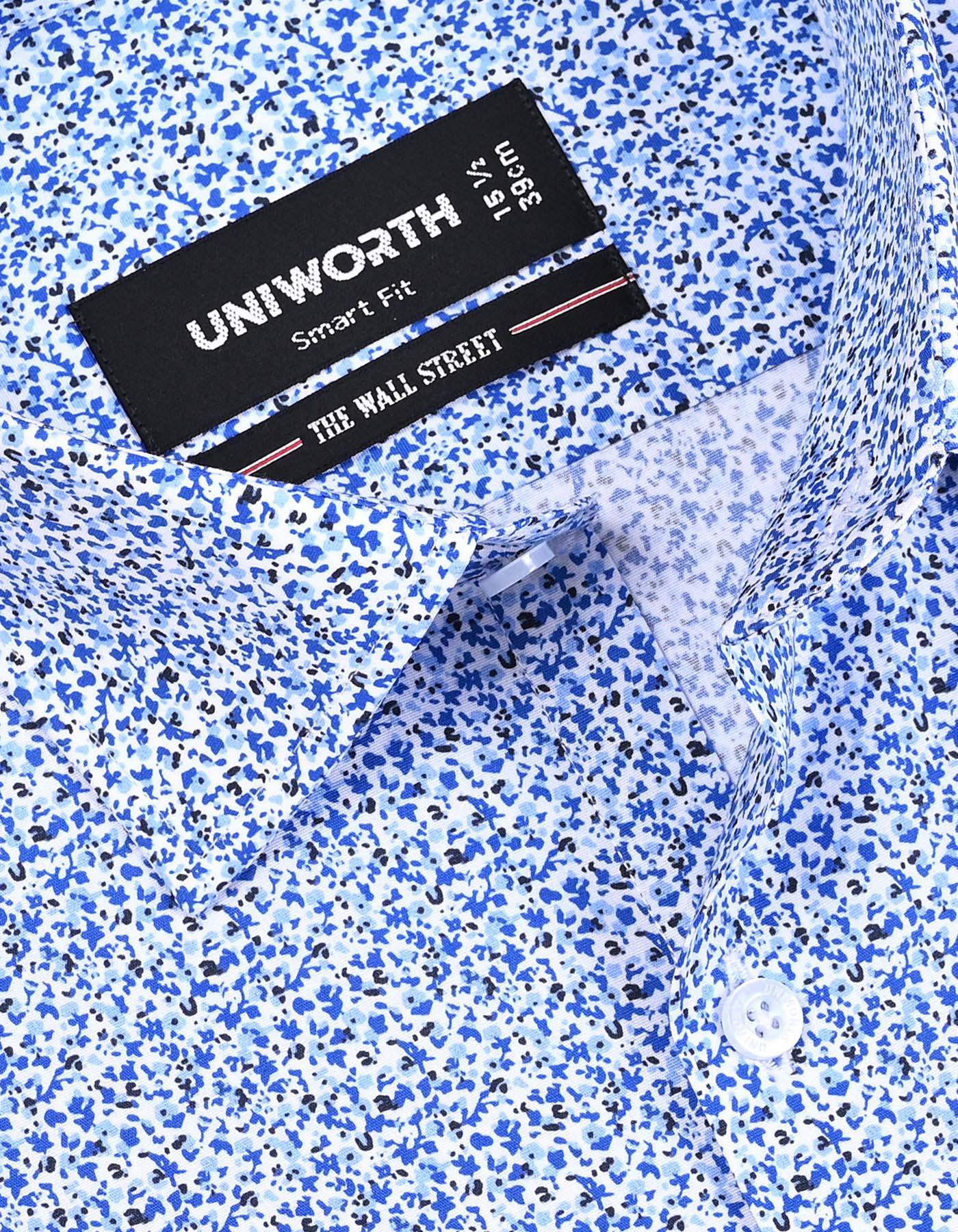 Printed Royal Blue Tailored Smart Fit Shirt FS817SF-15