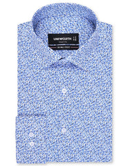 Printed Royal Blue Tailored Smart Fit Shirt FS817SF-14.5